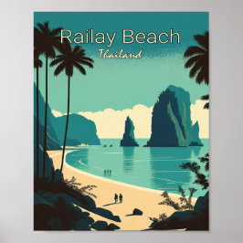 Poster minimaliste Vintage voyage de Railay Beach