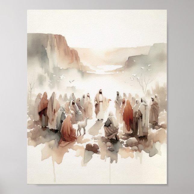 Poster Ministère de Jésus - Aquarelle moderne Christian (Devant)