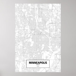Poster Minneapolis, Minnesota (noir sur blanc)