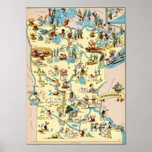 Poster Minnesota Funny Carte Vintage