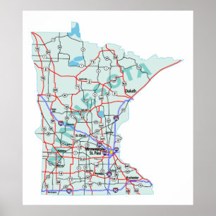 Poster Minnesota Interstate Map Imprimer