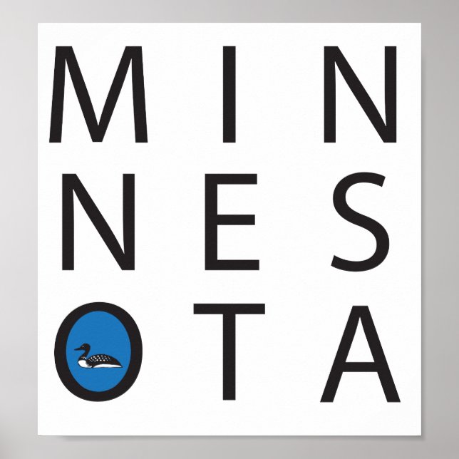 Poster Minnesota moderne avec un huard (Devant)
