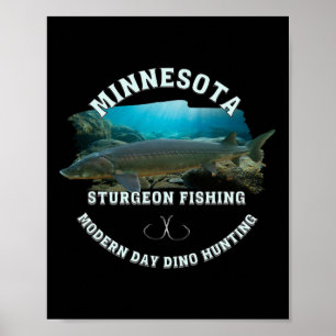 Poster Minnesota Sturgeon Pêche Jour Moderne Dino Chasse