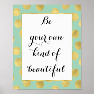 Poster Mint and Gold Glitz Dots Be Beautiful