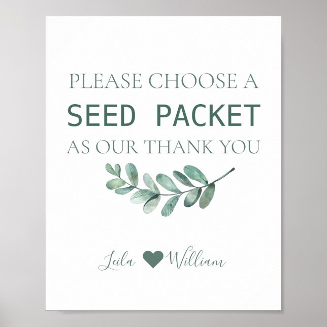 Poster Mint Floral Fleur sauvage Semence Mariage Favor Pa (Devant)