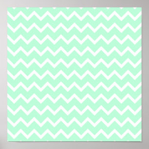 Poster Mint Green Zigzag Chevron Stripes.