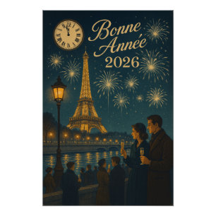 Poster Minuit à Paris – Compte à rebours jusqu'à 2026