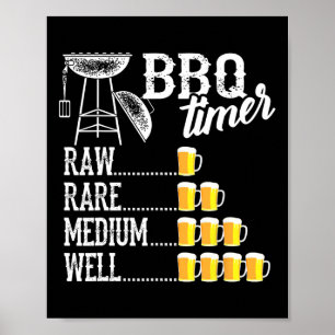 Poster Minuteur de barbecue cool cru rare moyen bien drôl