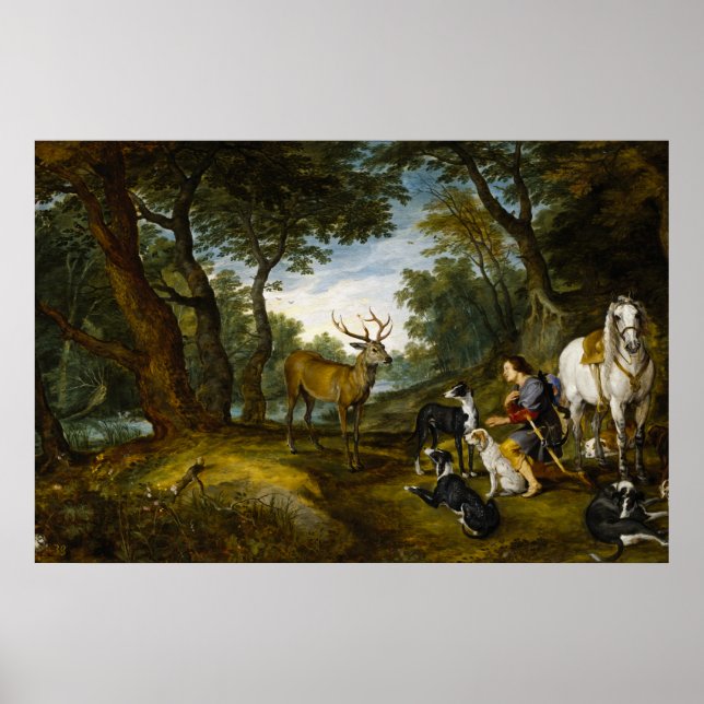 Poster Miracle de Saint Hubert par Brueghel et Rubens (Devant)