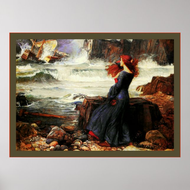 Poster Miranda ~ The Tempest John W. Waterhouse (Devant)