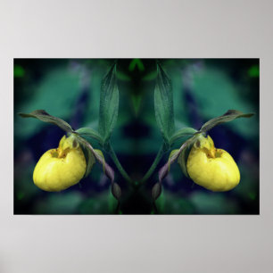 Poster Miroir à fleurs de chèvre jaune Abstrait