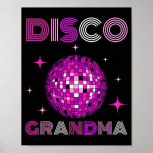 Poster Miroir de fête rétro disco grand-mère 70s 80s