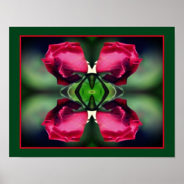 Poster Miroir de flexion rouge Rosebud Abstrait (Devant)