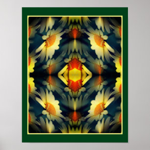 Poster Miroir Fleur Jaune Fleur Abstrait