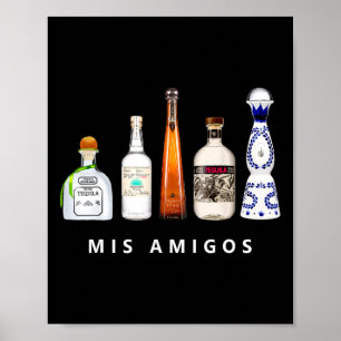 Poster Mis Amigos Tequila Funny Cinco De Mayo Parc Mexica