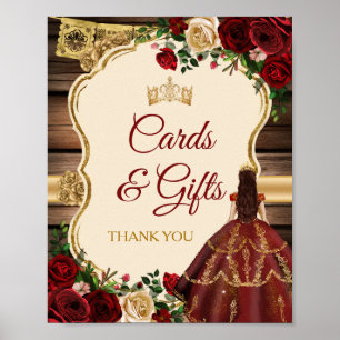 Poster Mis Quince Bourgogne Floral Cartes Rustiques Cadea