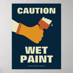 Poster Mise en garde Peinture Humide Rétro Santé et sécur