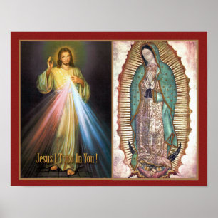 Poster Miséricorde divine et Notre-Dame de Guadalupe Dévo