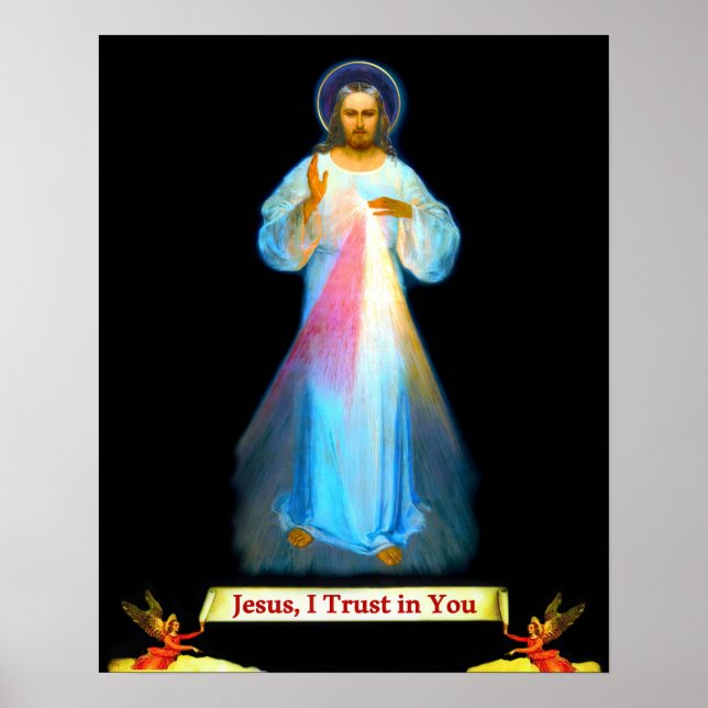 Poster Miséricorde divine Jésus Faustina et Anges (Devant)
