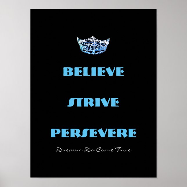 Poster Miss America style Believe Strive Crown (Devant)