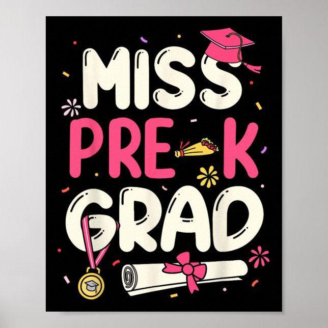 Poster Miss Prek Grad Préscolaire Graduol Girls (Devant)