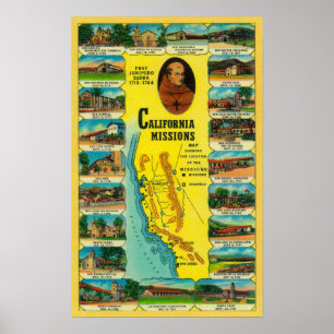 Poster Missions espagnoles de Californie