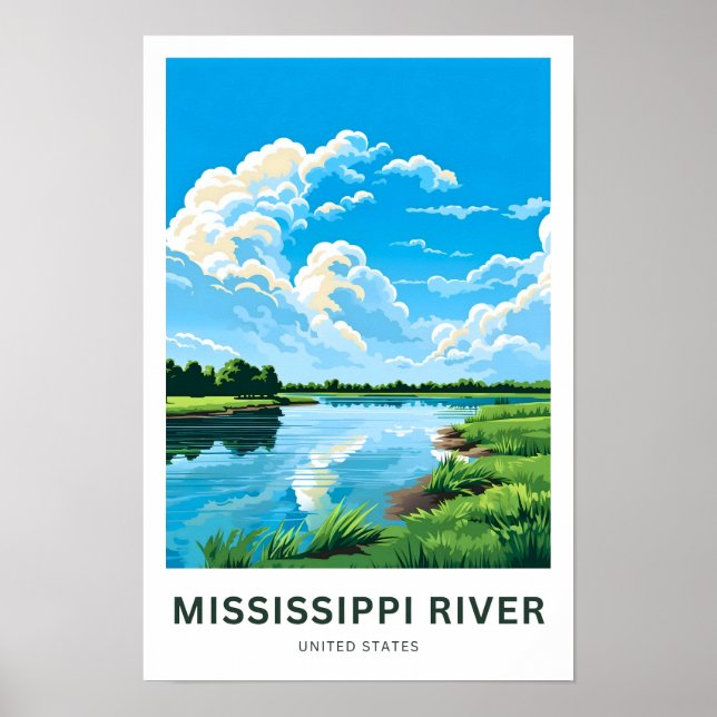 Poster Mississippi River États-Unis Imprimer voyage (Devant)