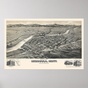 Poster Missoula, carte panoramique de la TA - 1891