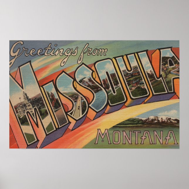 Poster Missoula, Montana - Scènes de grandes lettres (Devant)