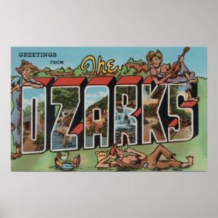 Poster Missouri - Les Ozarks - Scènes de grandes lettres