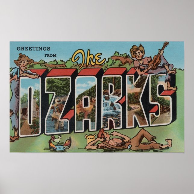 Poster Missouri - Les Ozarks - Scènes de grandes lettres (Devant)