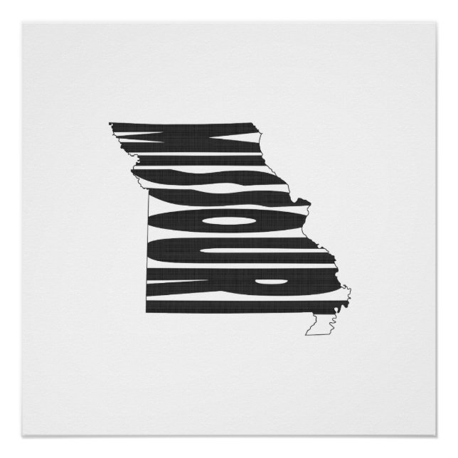 Poster Missouri Nom de l'État Mot Art Noir (Devant)