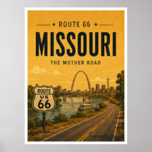 Poster Missouri Route 66 Gateway River Art de Voyage