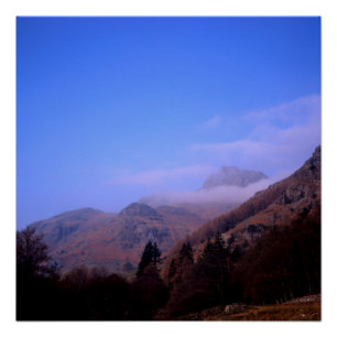 Poster Mist The Langdale Pikes Lake District England