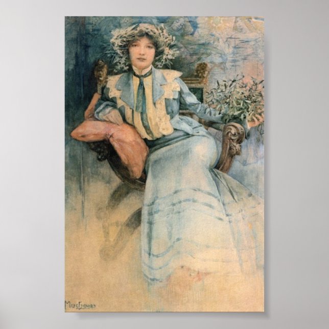 Poster Mistletoe d'Alphonse Maria Mucha (Devant)