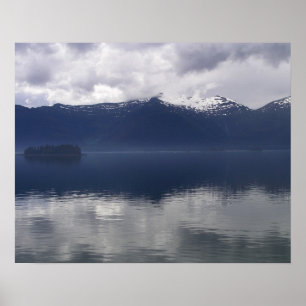 Poster Misty Alaskan Sea dans les tons bleu