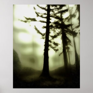 Poster Misty Morning Monotone Forest Paysage