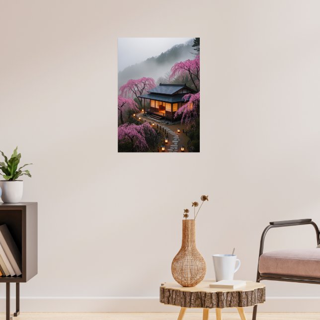 Poster Misty Mountain Teahouse - Art Mur du Japon enchant (Salon 3)