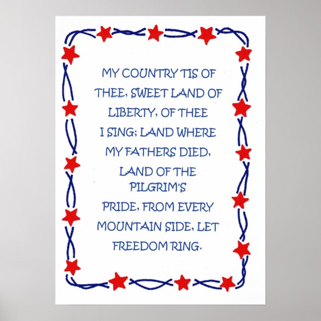 Poster mit America Song Design (Vorne)
