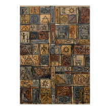 Poster mit antiken Symbolen im Mosaikstil | Hierog