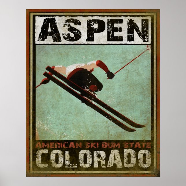 Poster mit Coolem Aspen Ski Print (Vorne)