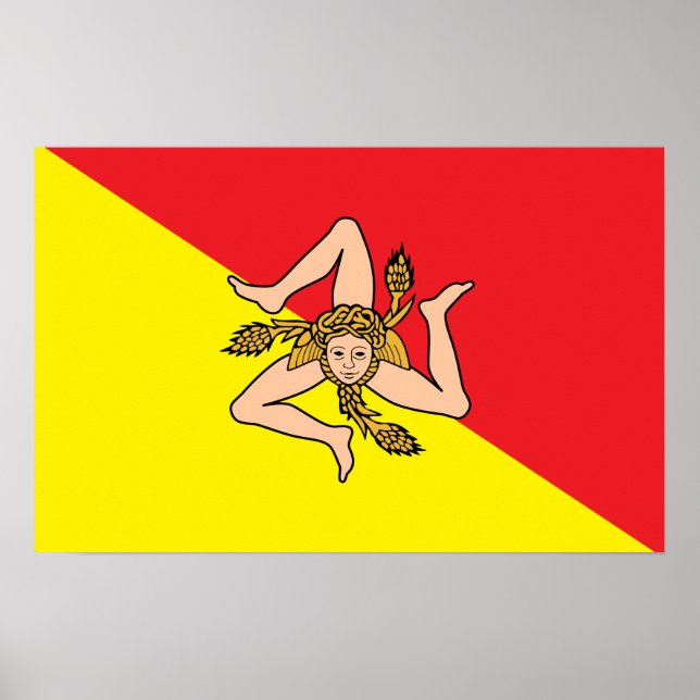 Poster mit der Flagge Siziliens, Italien (Vorne)