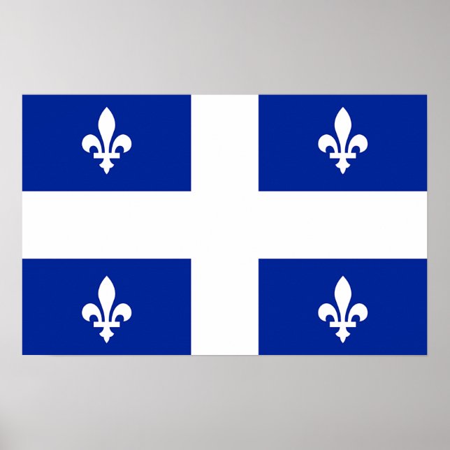 Poster mit der Flagge von Quebec, Kanada (Vorne)