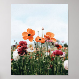 Poster mit drei orangefarbenen Blumen