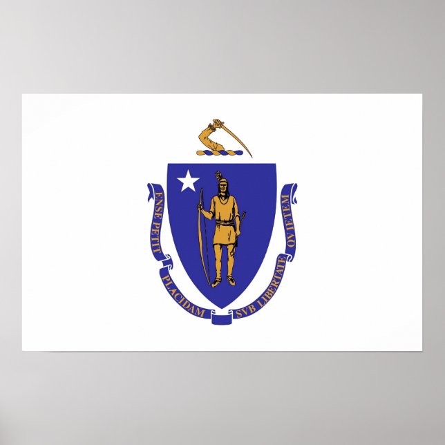Poster mit Flag von Massachusetts, USA. (Vorne)