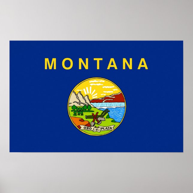 Poster mit Flag von Montana, USA. (Vorne)