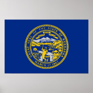 Poster mit Flag von Nebraska, USA.
