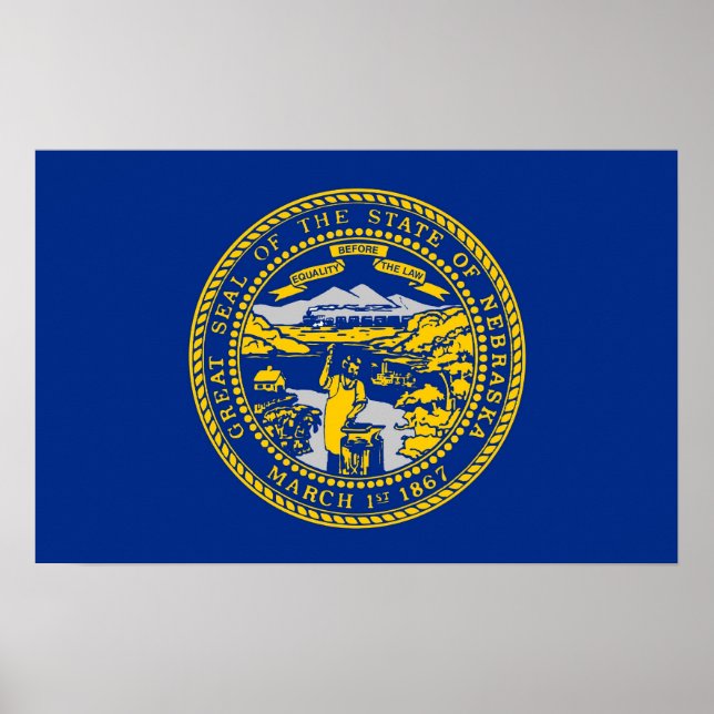 Poster mit Flag von Nebraska, USA. (Vorne)