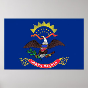 Poster mit Flag von North Dakota, USA.