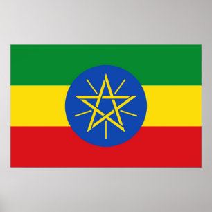 Poster mit Flagge in Äthiopien